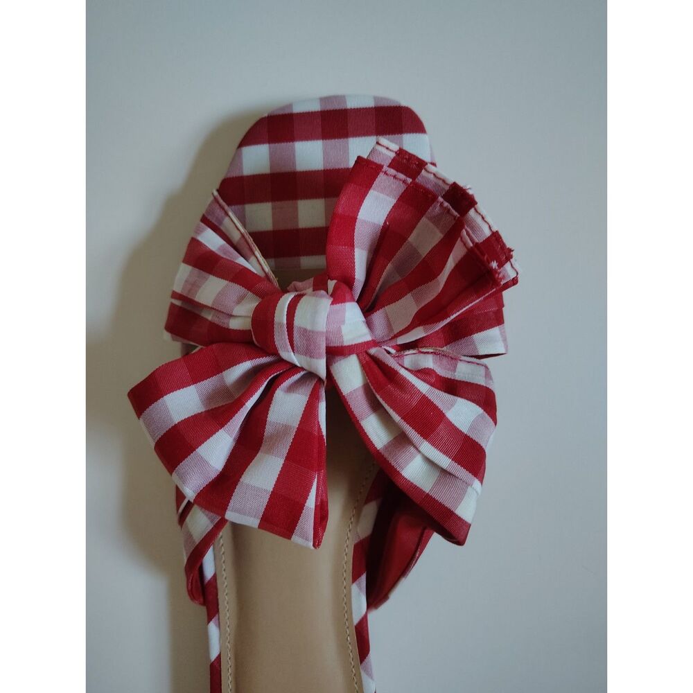 NWT A New Day Gingham Bow Slide Flat Sandals Coquette Cottagecore Preppy